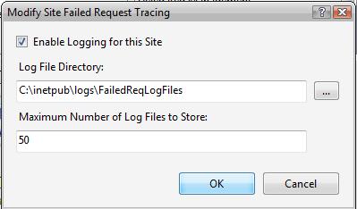 Modify Site Failed Request Tracing for IIS7